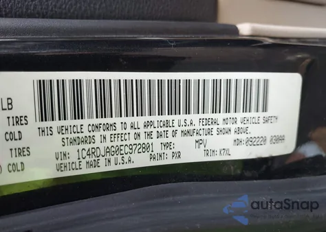 2014 Dodge Durango Sxt из США, поврежденный, VIN 1C4RDJAG0EC972801